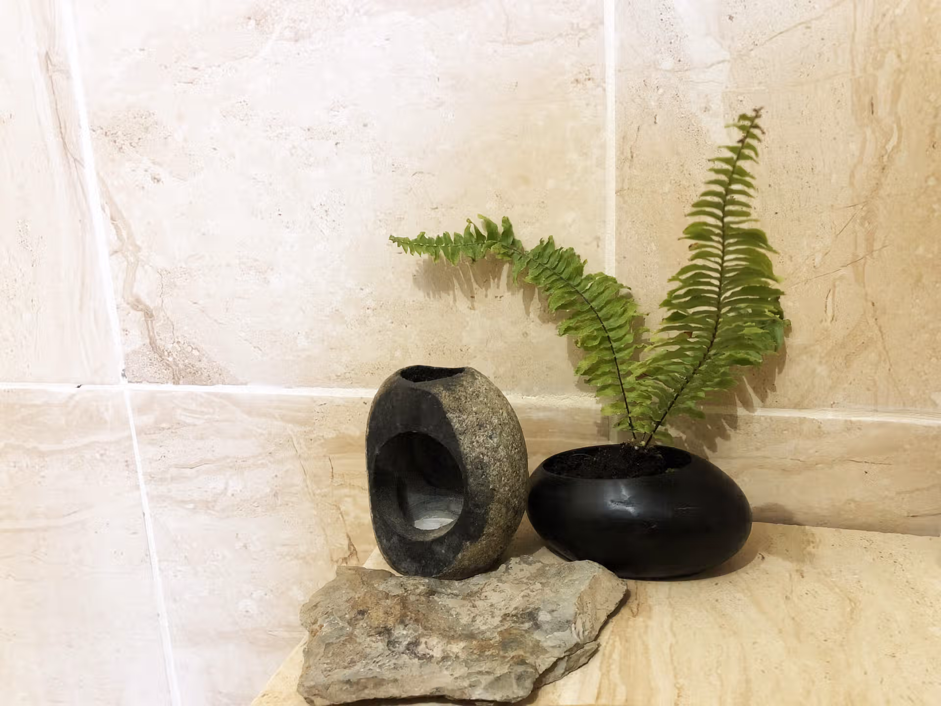 Zen ovale cire d'abeille beilsens noir avec fougère