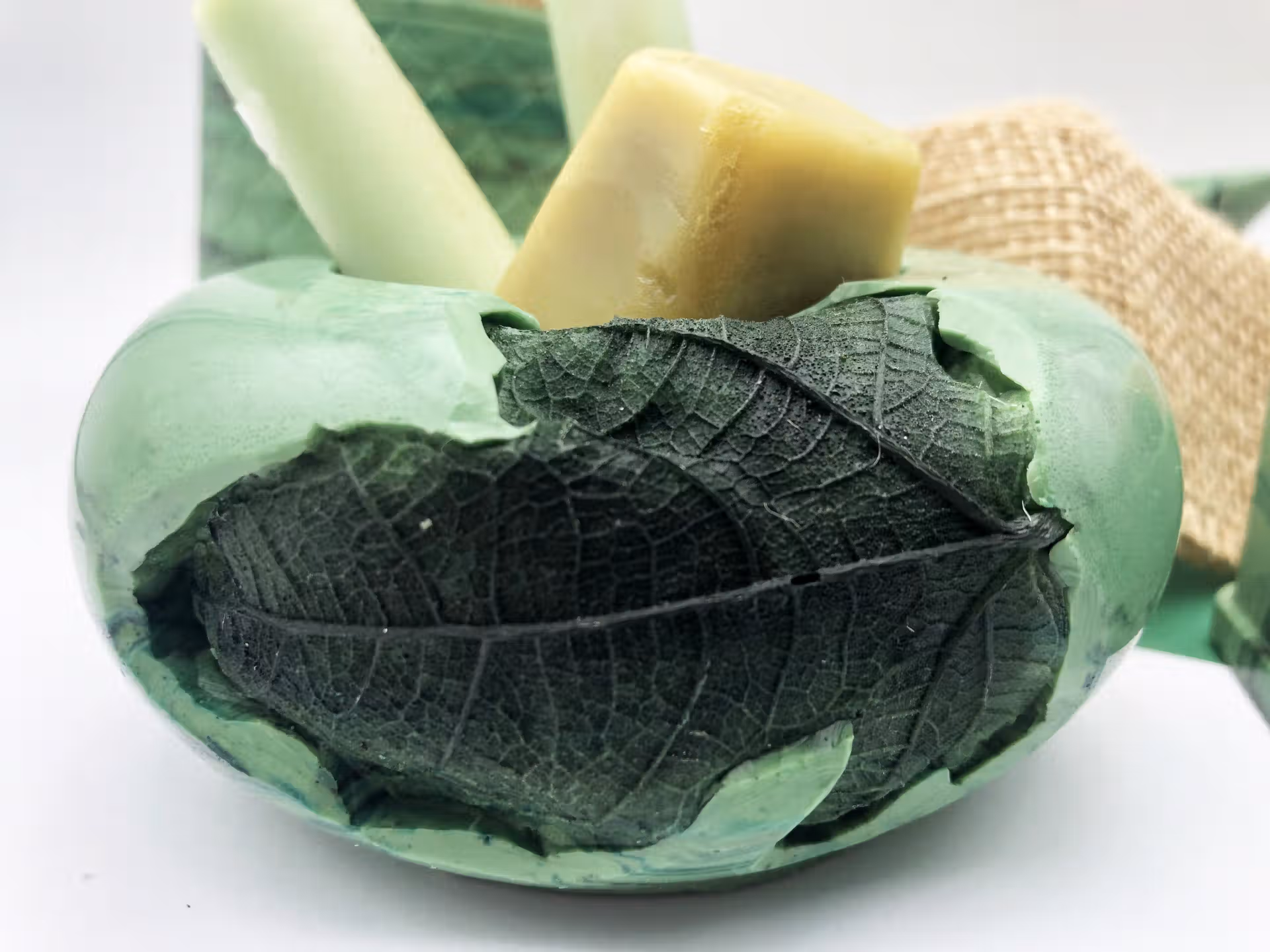 zen rond cire d'abeille beilsens vert empreinte feuille