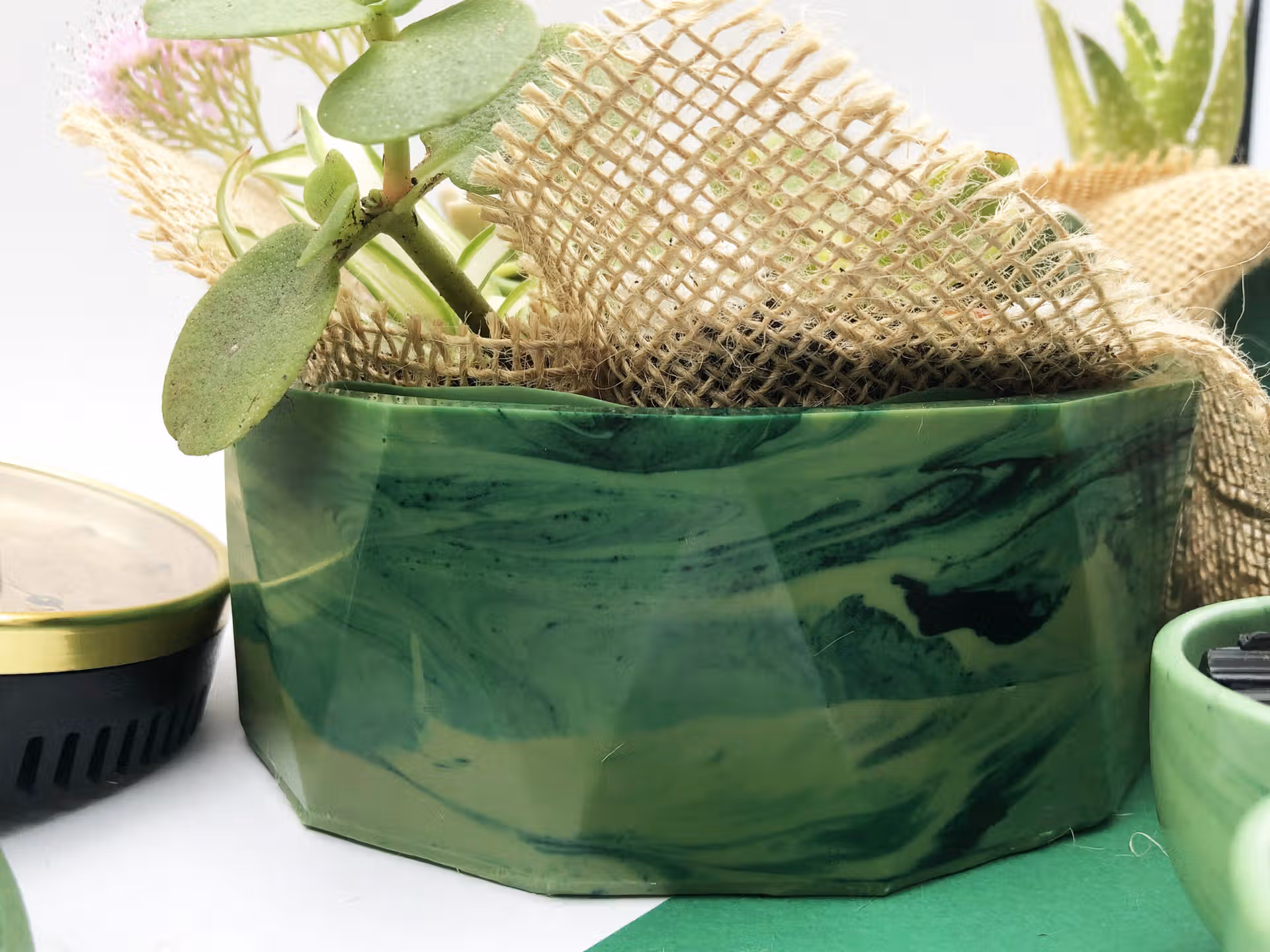 Grand diamant cire d'abeille beilsens vert avec plantes