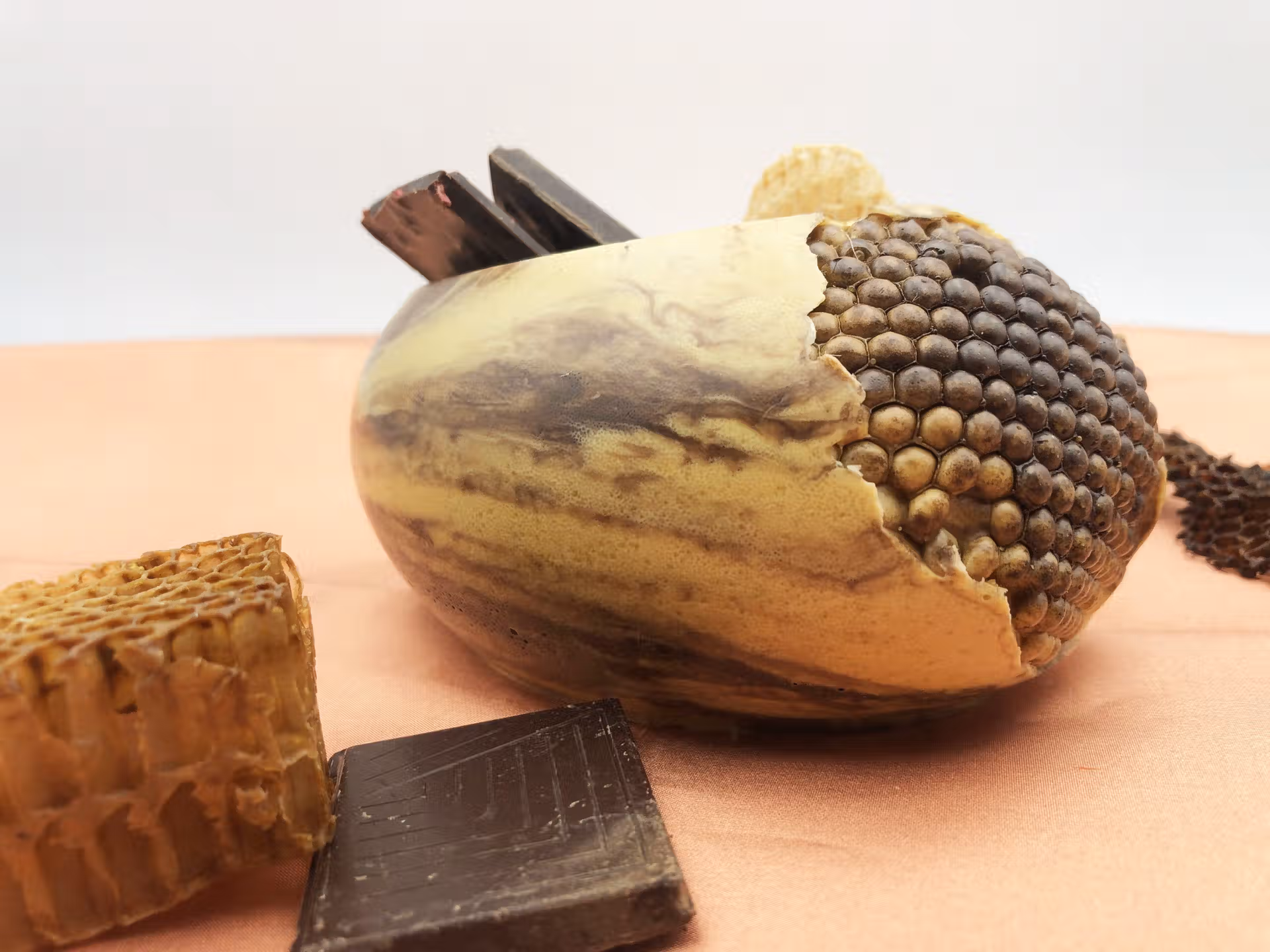 Zen ovale cire d'abeille beilsens nature let marron avec alvéoles